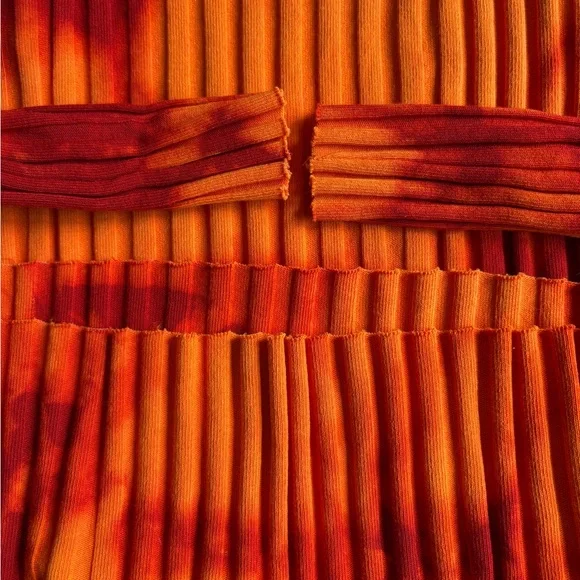 Cotton Citizen Capri Cutout Dress Ribbed Orange Red Tie Dye Size Small NWT - Picture 7 of 13
